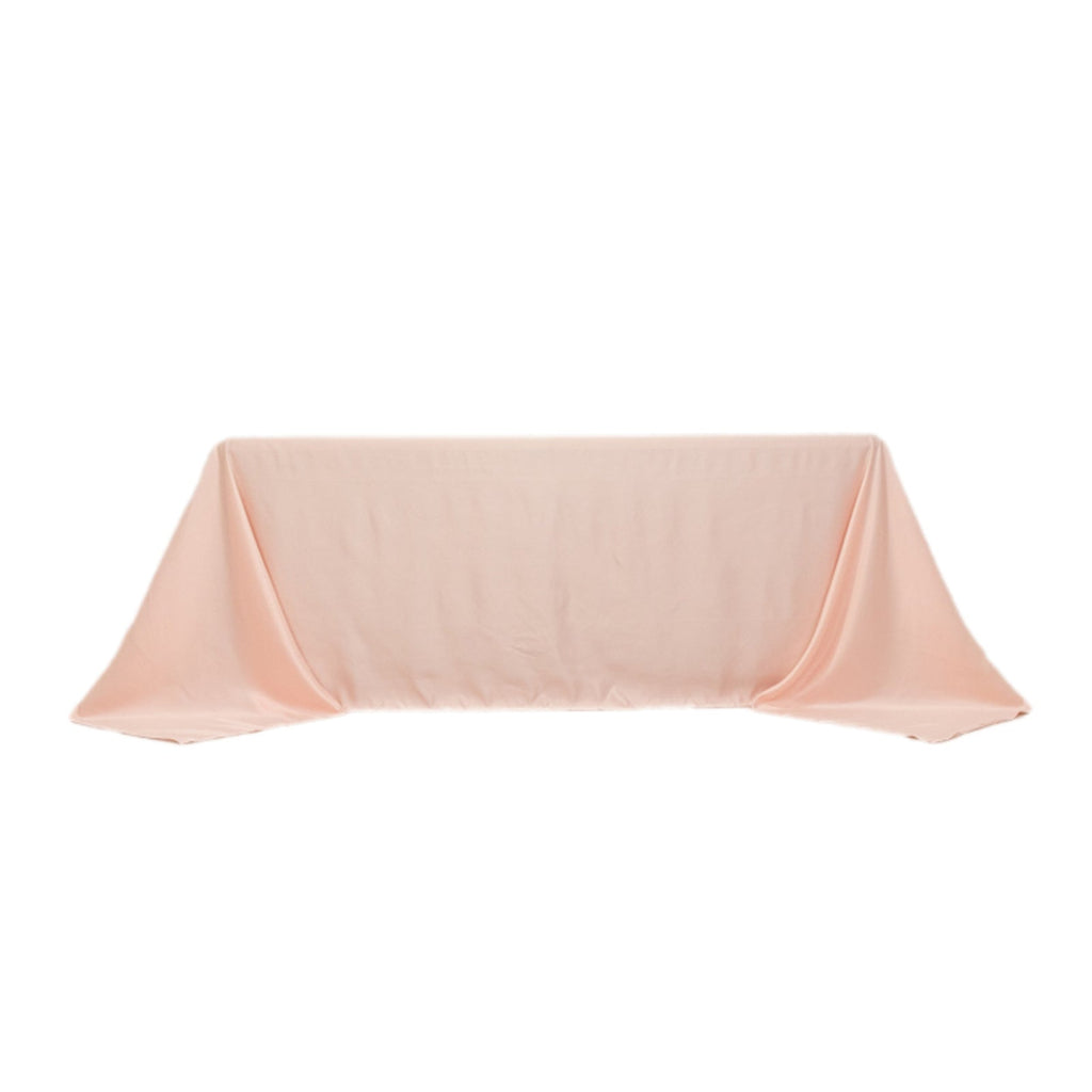 Lamour Satin 90"x132" Rectangle Tablecloth Blush - Soft & Silk - Like Seamless Table Cover - Bell Racket Store