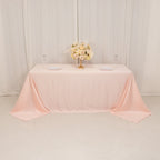 Lamour Satin 90"x132" Rectangle Tablecloth Blush - Soft & Silk - Like Seamless Table Cover - Bell Racket Store