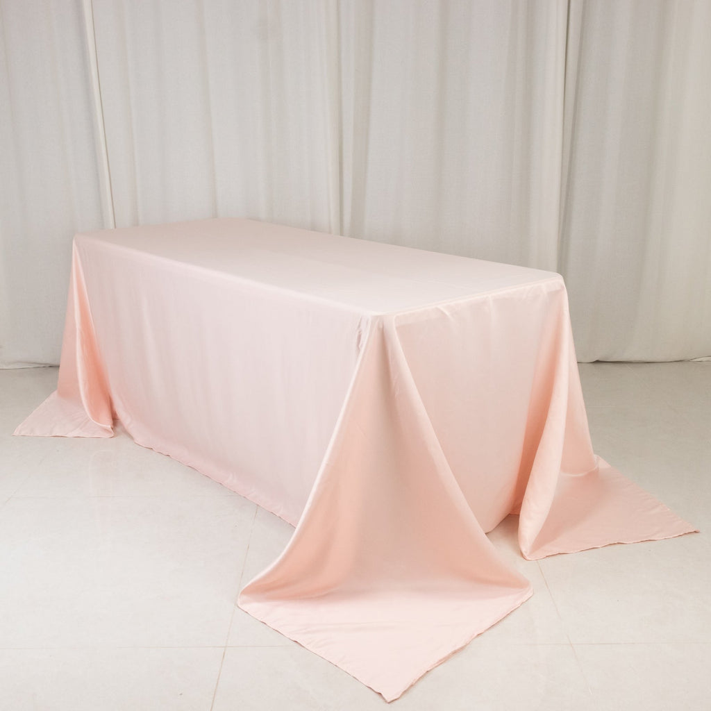 Lamour Satin 90"x132" Rectangle Tablecloth Blush - Soft & Silk - Like Seamless Table Cover - Bell Racket Store