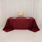 Lamour Satin 90"x132" Rectangle Tablecloth Burgundy - Soft & Silk - Like Seamless Table Cover - Bell Racket Store