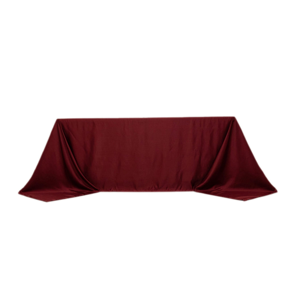 Lamour Satin 90"x132" Rectangle Tablecloth Burgundy - Soft & Silk - Like Seamless Table Cover - Bell Racket Store