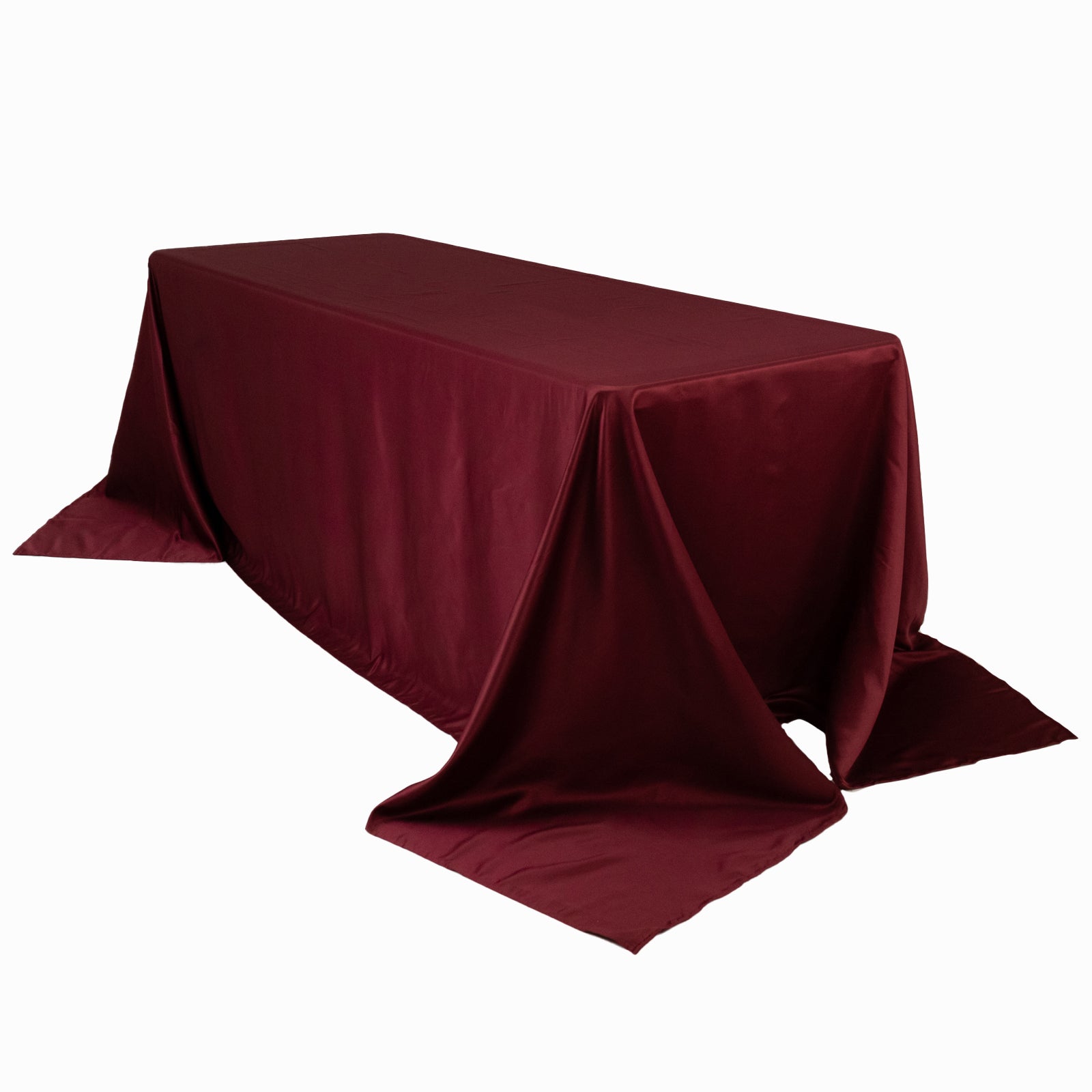Lamour Satin 90"x132" Rectangle Tablecloth Burgundy - Soft & Silk - Like Seamless Table Cover - Bell Racket Store