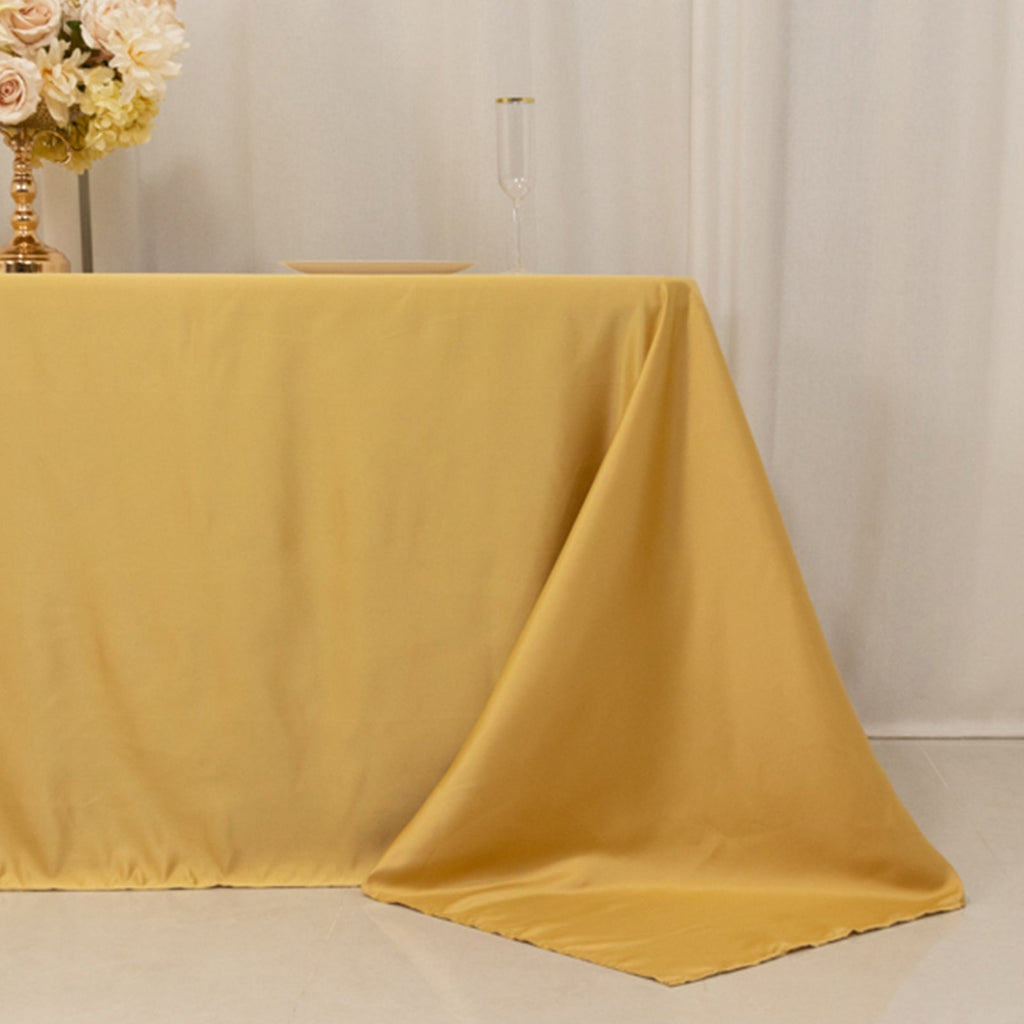 Lamour Satin 90"x132" Rectangle Tablecloth Champagne - Soft & Silk - Like Seamless Table Cover - Bell Racket Store