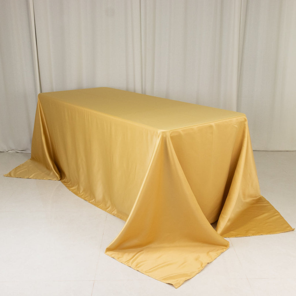 Lamour Satin 90"x132" Rectangle Tablecloth Champagne - Soft & Silk - Like Seamless Table Cover - Bell Racket Store