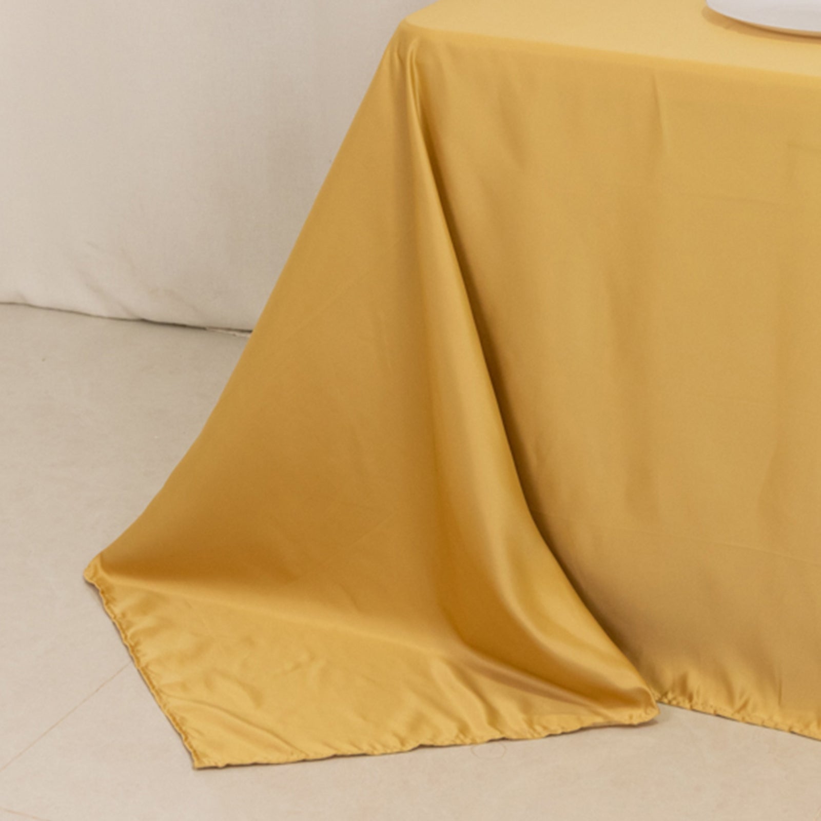 Lamour Satin 90"x132" Rectangle Tablecloth Champagne - Soft & Silk - Like Seamless Table Cover - Bell Racket Store