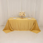 Lamour Satin 90"x132" Rectangle Tablecloth Champagne - Soft & Silk - Like Seamless Table Cover - Bell Racket Store