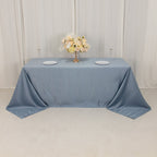 Lamour Satin 90"x132" Rectangle Tablecloth Dusty Blue - Soft & Silk - Like Seamless Table Cover - Bell Racket Store