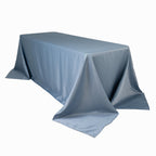 Lamour Satin 90"x132" Rectangle Tablecloth Dusty Blue - Soft & Silk - Like Seamless Table Cover - Bell Racket Store