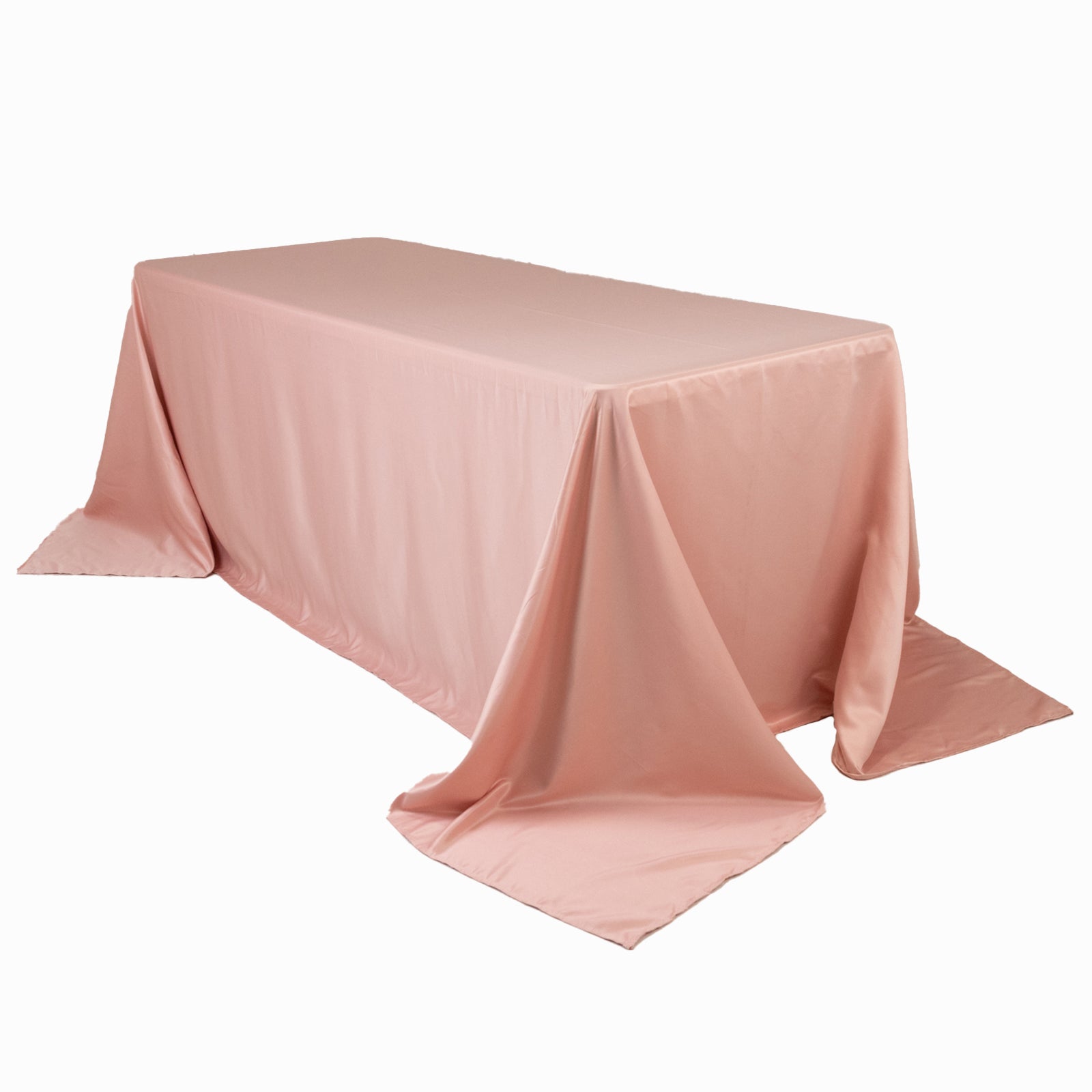 Lamour Satin 90"x132" Rectangle Tablecloth Dusty Rose - Soft & Silk - Like Seamless Table Cover - Bell Racket Store