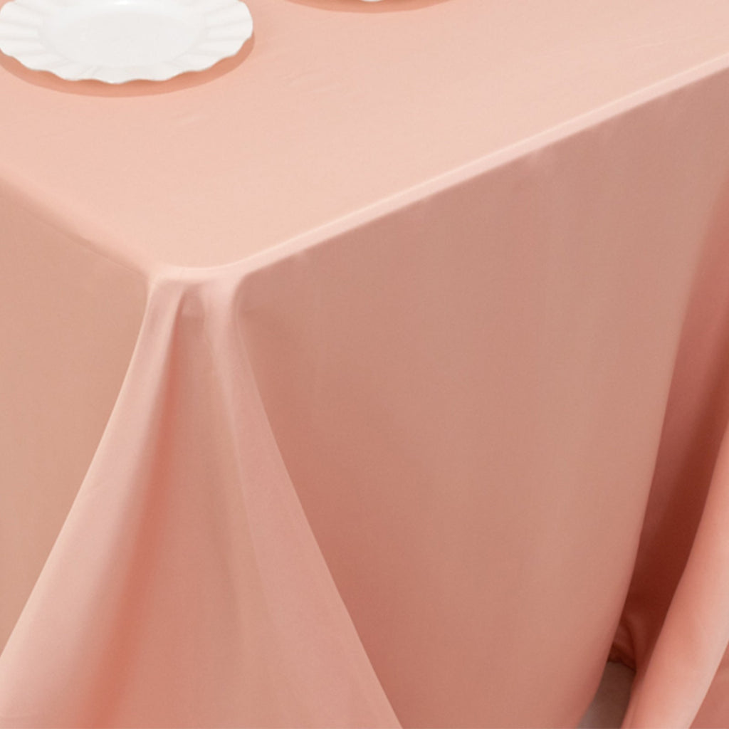 Lamour Satin 90"x132" Rectangle Tablecloth Dusty Rose - Soft & Silk - Like Seamless Table Cover - Bell Racket Store