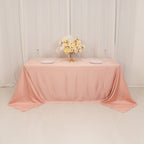 Lamour Satin 90"x132" Rectangle Tablecloth Dusty Rose - Soft & Silk - Like Seamless Table Cover - Bell Racket Store