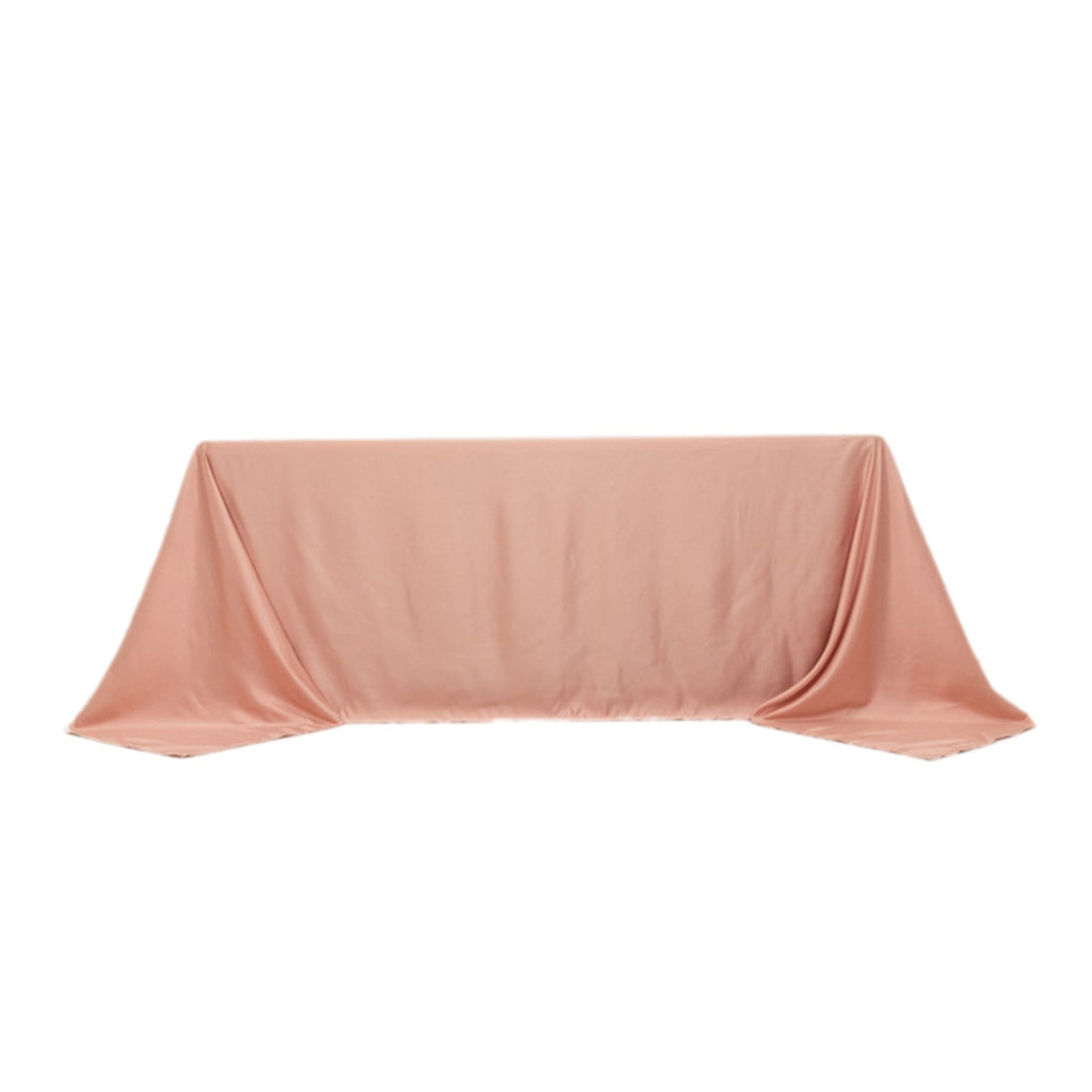 Lamour Satin 90"x132" Rectangle Tablecloth Dusty Rose - Soft & Silk - Like Seamless Table Cover - Bell Racket Store