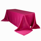 Lamour Satin 90"x132" Rectangle Tablecloth Fuchsia - Soft & Silk - Like Seamless Table Cover - Bell Racket Store