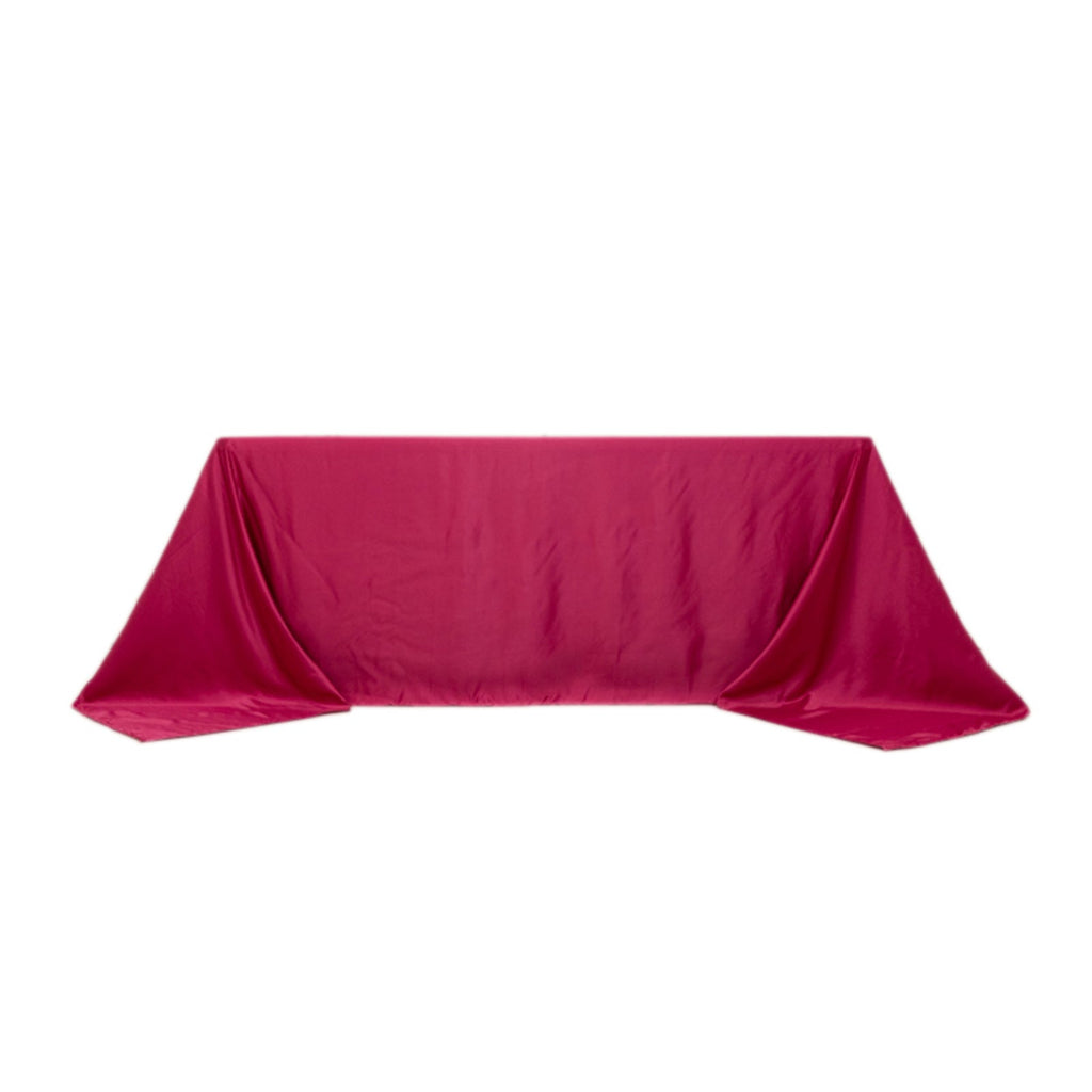 Lamour Satin 90"x132" Rectangle Tablecloth Fuchsia - Soft & Silk - Like Seamless Table Cover - Bell Racket Store