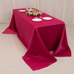 Lamour Satin 90"x132" Rectangle Tablecloth Fuchsia - Soft & Silk - Like Seamless Table Cover - Bell Racket Store