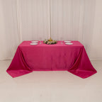 Lamour Satin 90"x132" Rectangle Tablecloth Fuchsia - Soft & Silk - Like Seamless Table Cover - Bell Racket Store