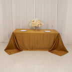 Lamour Satin 90"x132" Rectangle Tablecloth Gold - Soft & Silk - Like Seamless Table Cover for Weddings & Parties - Bell Racket Store