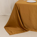 Lamour Satin 90"x132" Rectangle Tablecloth Gold - Soft & Silk - Like Seamless Table Cover for Weddings & Parties - Bell Racket Store