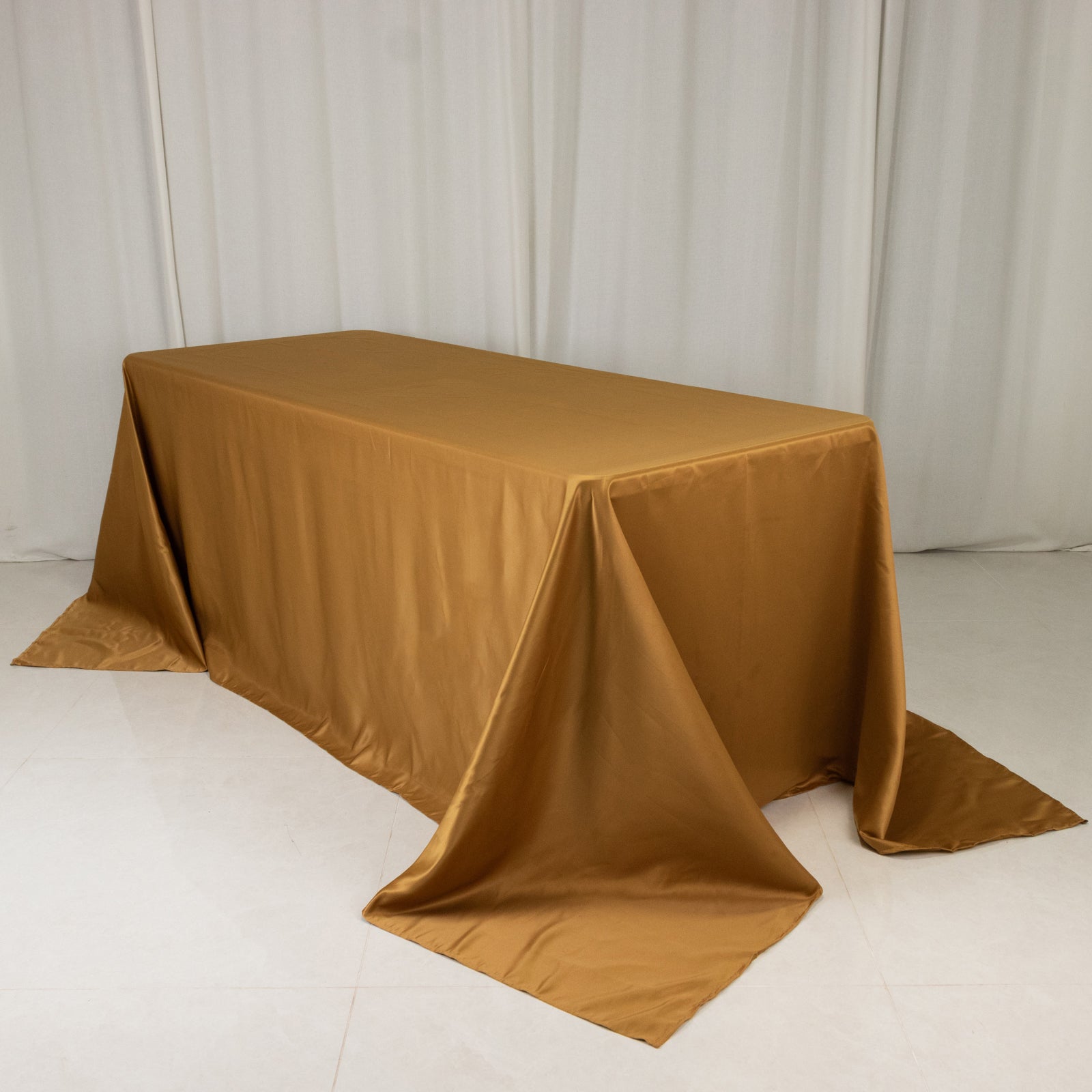 Lamour Satin 90"x132" Rectangle Tablecloth Gold - Soft & Silk - Like Seamless Table Cover for Weddings & Parties - Bell Racket Store