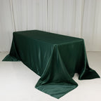 Lamour Satin 90"x132" Rectangle Tablecloth Hunter Emerald Green - Soft & Silk - Like Seamless Table Cover - Bell Racket Store