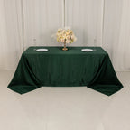 Lamour Satin 90"x132" Rectangle Tablecloth Hunter Emerald Green - Soft & Silk - Like Seamless Table Cover - Bell Racket Store
