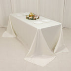 Lamour Satin 90"x132" Rectangle Tablecloth Ivory - Soft & Silk - Like Seamless Table Cover - Bell Racket Store