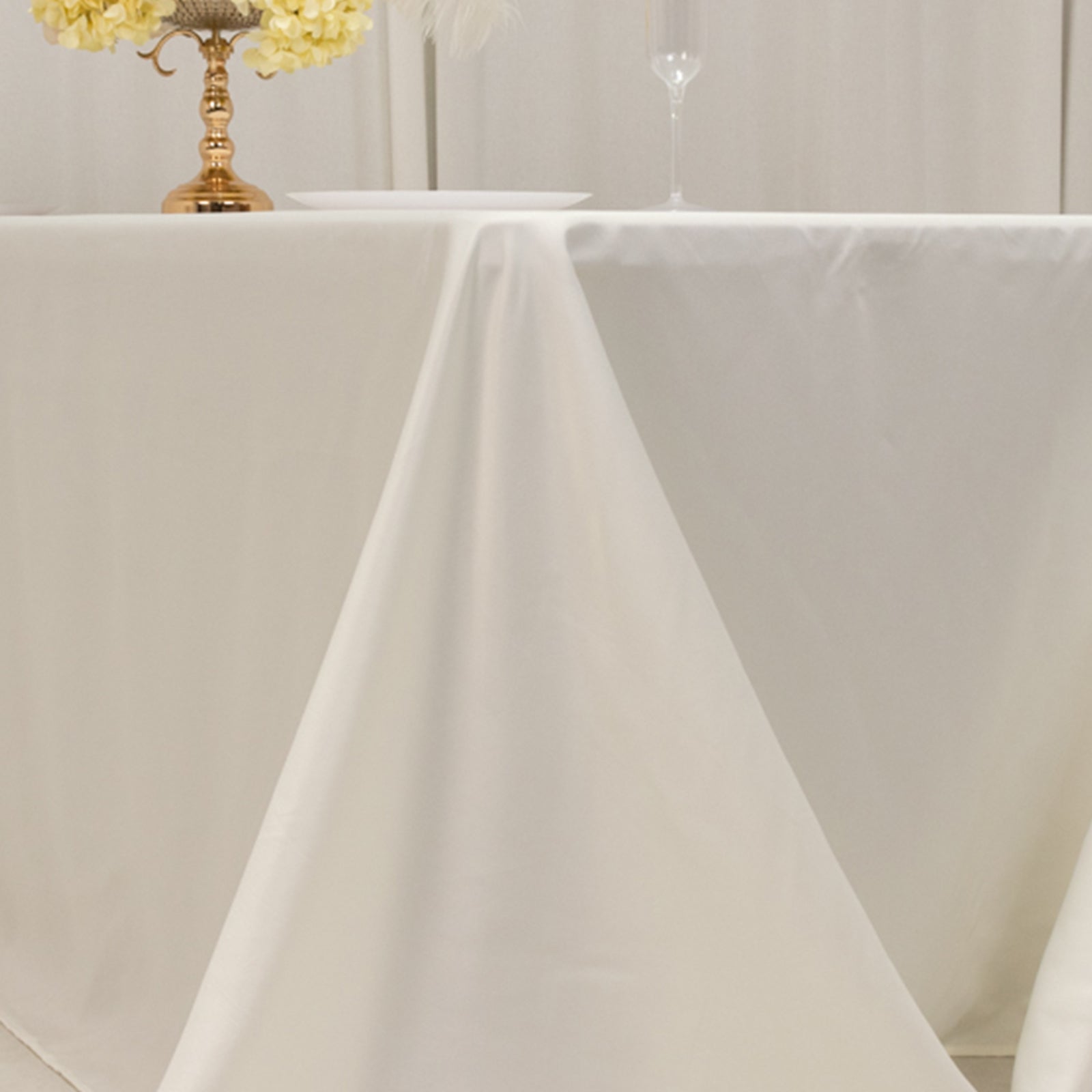 Lamour Satin 90"x132" Rectangle Tablecloth Ivory - Soft & Silk - Like Seamless Table Cover - Bell Racket Store