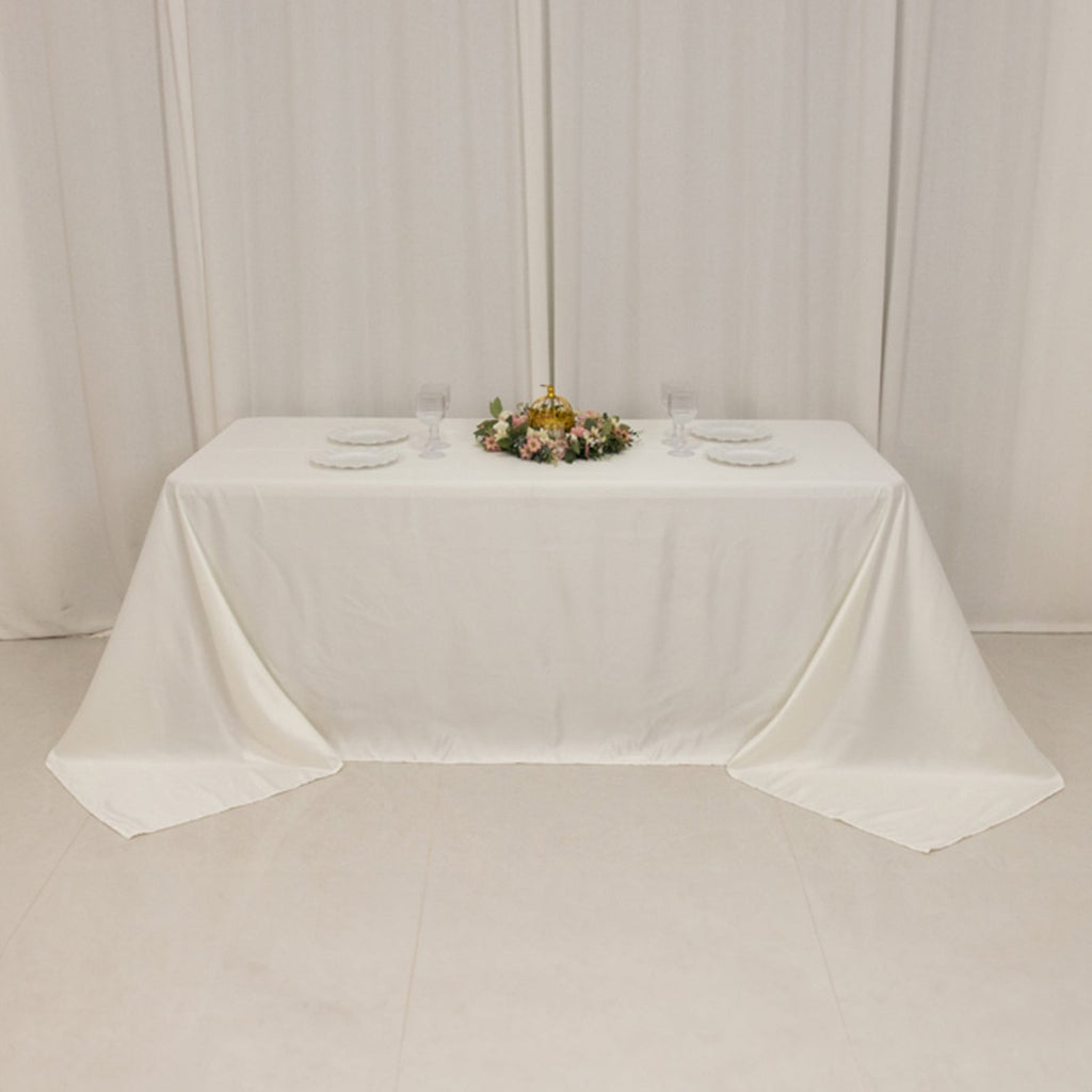 Lamour Satin 90"x132" Rectangle Tablecloth Ivory - Soft & Silk - Like Seamless Table Cover - Bell Racket Store