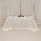 Lamour Satin 90"x132" Rectangle Tablecloth Ivory - Soft & Silk - Like Seamless Table Cover - Bell Racket Store