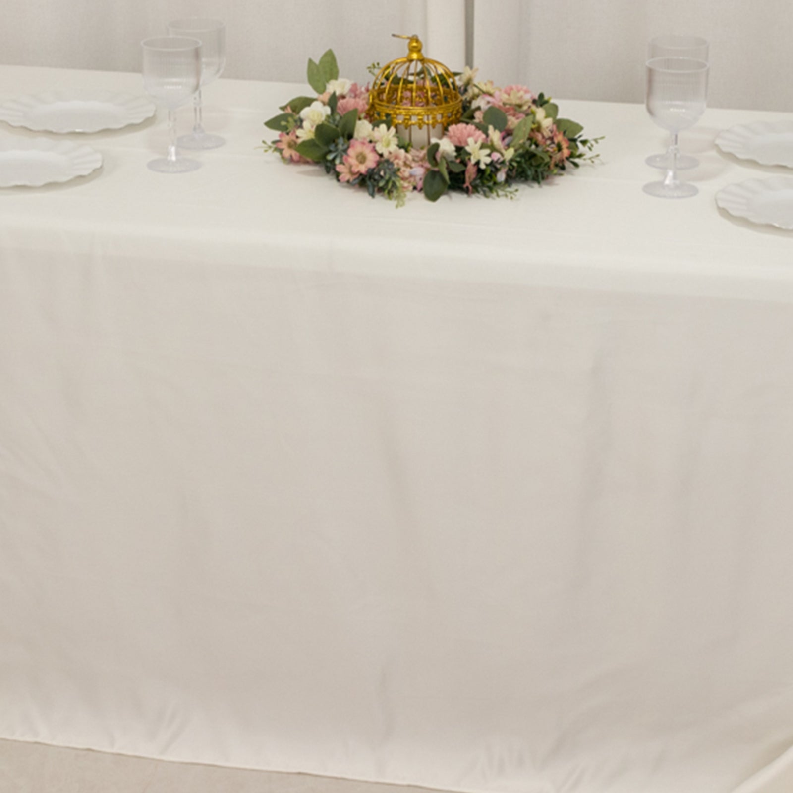 Lamour Satin 90"x132" Rectangle Tablecloth Ivory - Soft & Silk - Like Seamless Table Cover - Bell Racket Store