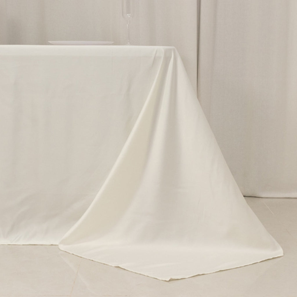 Lamour Satin 90"x132" Rectangle Tablecloth Ivory - Soft & Silk - Like Seamless Table Cover - Bell Racket Store