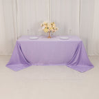 Lamour Satin 90"x132" Rectangle Tablecloth Lavender Lilac - Soft & Silk - Like Seamless Table Cover - Bell Racket Store
