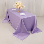 Lamour Satin 90"x132" Rectangle Tablecloth Lavender Lilac - Soft & Silk - Like Seamless Table Cover - Bell Racket Store