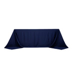 Lamour Satin 90"x132" Rectangle Tablecloth Navy Blue - Soft & Silk - Like Seamless Table Cover - Bell Racket Store