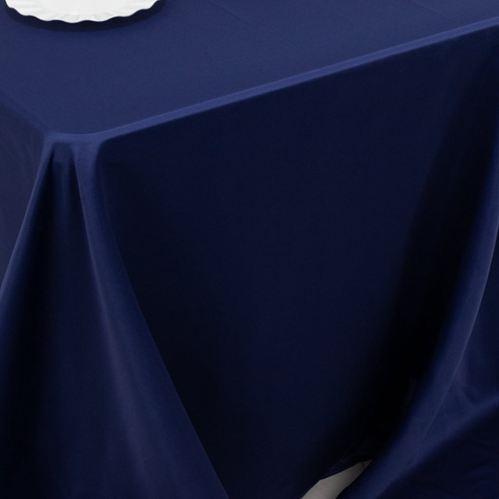 Lamour Satin 90"x132" Rectangle Tablecloth Navy Blue - Soft & Silk - Like Seamless Table Cover - Bell Racket Store