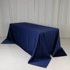 Lamour Satin 90"x132" Rectangle Tablecloth Navy Blue - Soft & Silk - Like Seamless Table Cover - Bell Racket Store