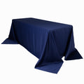 Lamour Satin 90"x132" Rectangle Tablecloth Navy Blue - Soft & Silk - Like Seamless Table Cover - Bell Racket Store