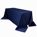 Lamour Satin 90"x132" Rectangle Tablecloth Navy Blue - Soft & Silk - Like Seamless Table Cover - Bell Racket Store