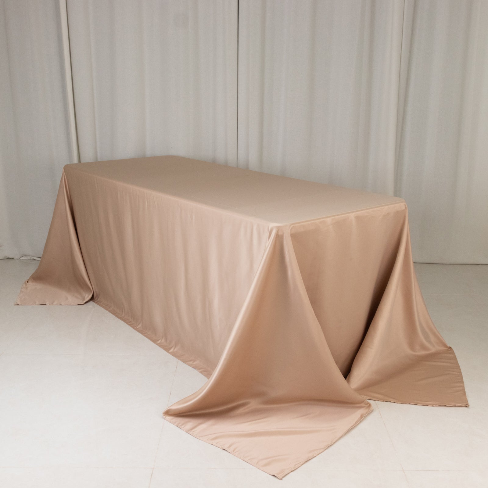 Lamour Satin 90"x132" Rectangle Tablecloth Nude - Soft & Silk - Like Seamless Table Cover - Bell Racket Store