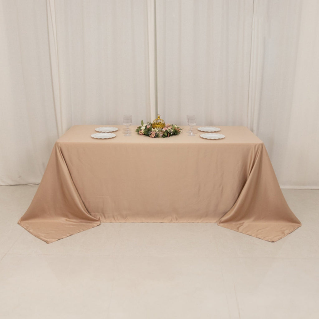 Lamour Satin 90"x132" Rectangle Tablecloth Nude - Soft & Silk - Like Seamless Table Cover - Bell Racket Store