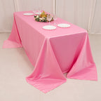 Lamour Satin 90"x132" Rectangle Tablecloth Pink - Soft & Silk - Like Seamless Table Cover - Bell Racket Store