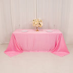 Lamour Satin 90"x132" Rectangle Tablecloth Pink - Soft & Silk - Like Seamless Table Cover - Bell Racket Store