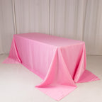 Lamour Satin 90"x132" Rectangle Tablecloth Pink - Soft & Silk - Like Seamless Table Cover - Bell Racket Store