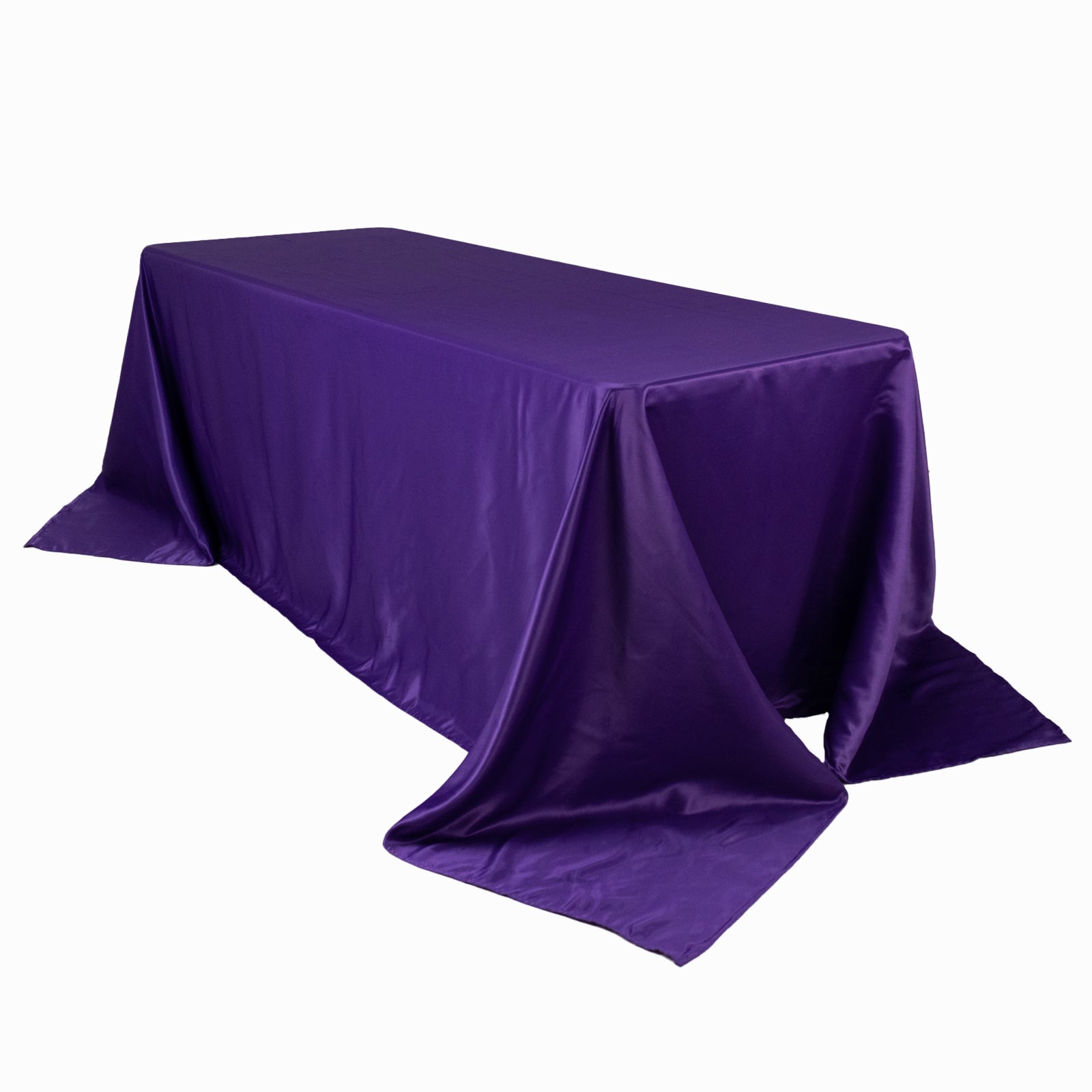 Lamour Satin 90"x132" Rectangle Tablecloth Purple - Soft & Silk - Like Seamless Table Cover - Bell Racket Store