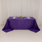 Lamour Satin 90"x132" Rectangle Tablecloth Purple - Soft & Silk - Like Seamless Table Cover - Bell Racket Store