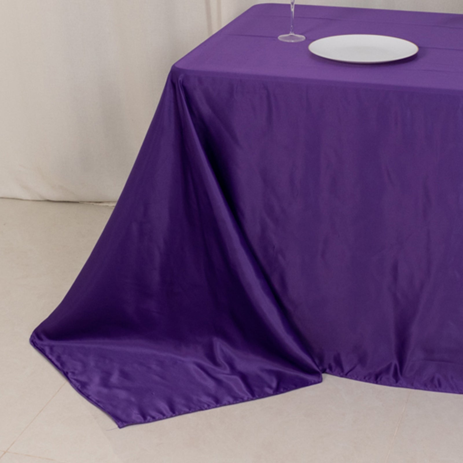 Lamour Satin 90"x132" Rectangle Tablecloth Purple - Soft & Silk - Like Seamless Table Cover - Bell Racket Store