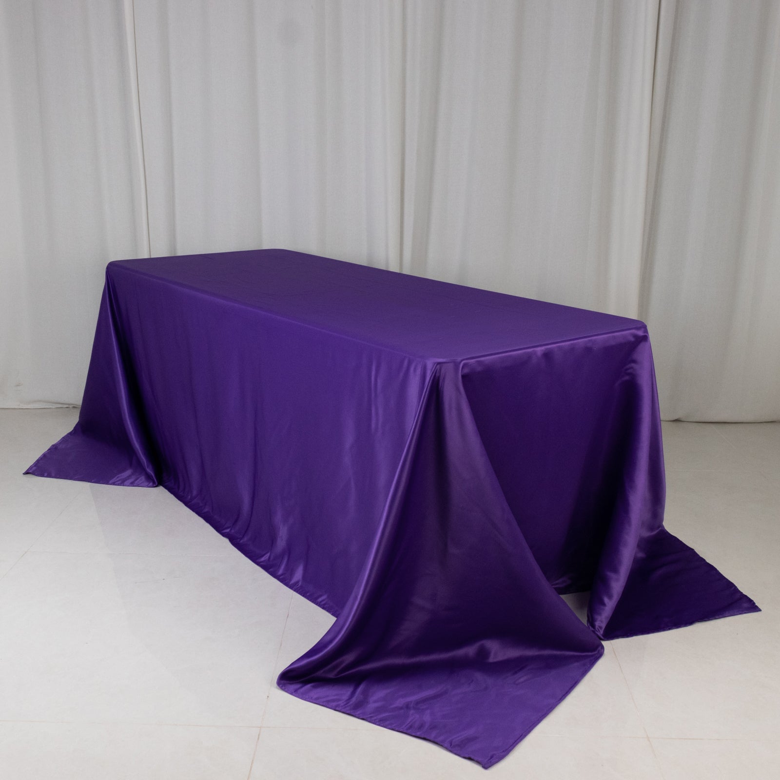 Lamour Satin 90"x132" Rectangle Tablecloth Purple - Soft & Silk - Like Seamless Table Cover - Bell Racket Store