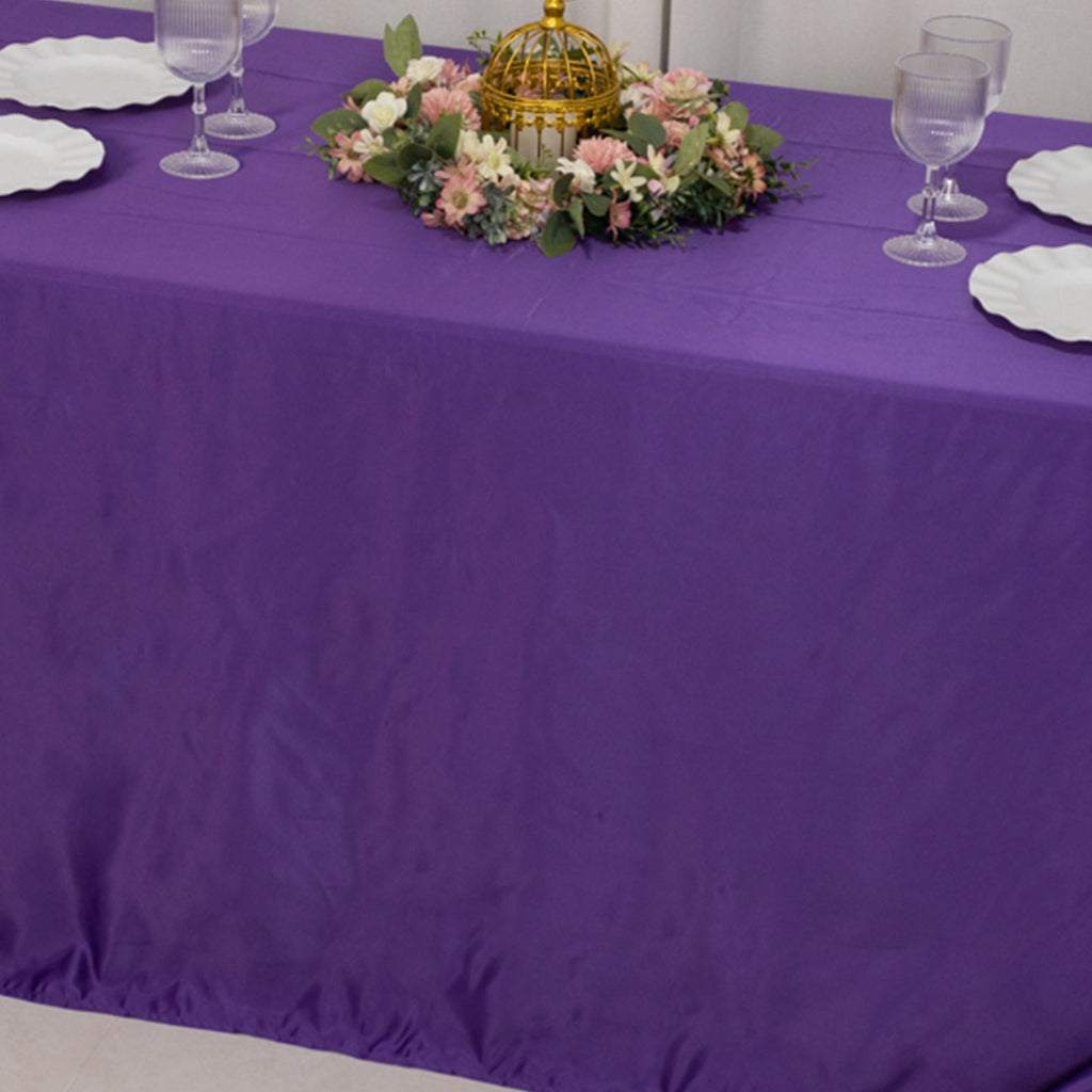 Lamour Satin 90"x132" Rectangle Tablecloth Purple - Soft & Silk - Like Seamless Table Cover - Bell Racket Store