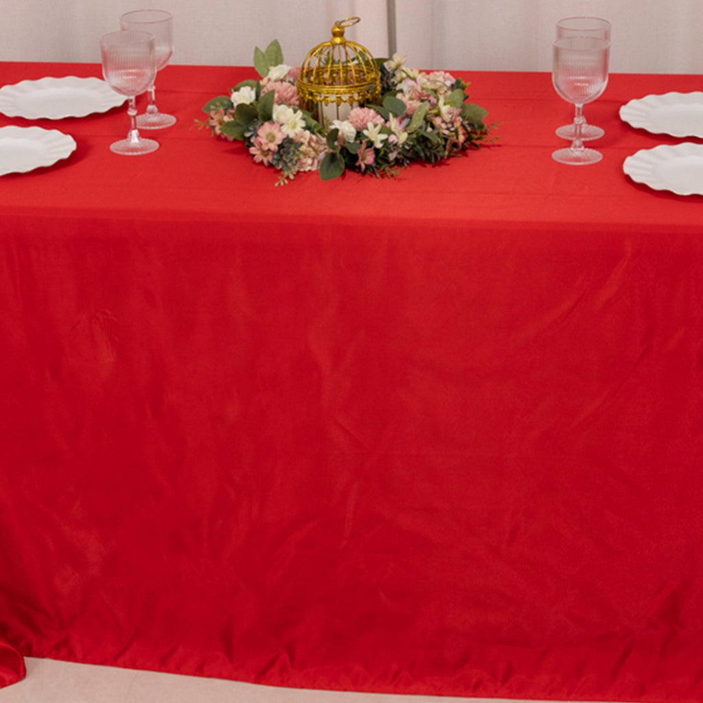 Lamour Satin 90"x132" Rectangle Tablecloth Red - Soft & Silk - Like Seamless Table Cover - Bell Racket Store