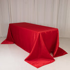 Lamour Satin 90"x132" Rectangle Tablecloth Red - Soft & Silk - Like Seamless Table Cover - Bell Racket Store